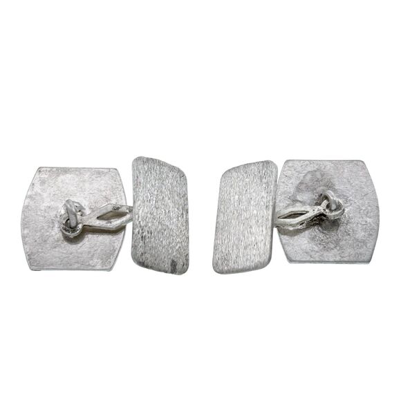 Vintage Southwest Mexico Taxco Diamans Brushed Sterling Silver 925 Cufflinks - Picture 3 of 5